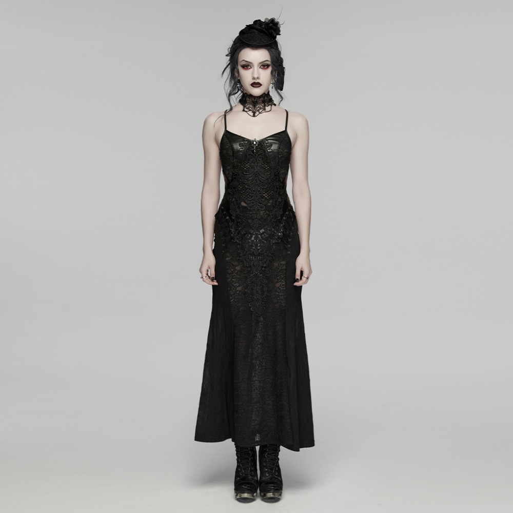 Punk Rave - Amuria Maxi langes Kleid - Schwarz